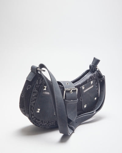 Y2k 00s Paisley Pattern Studded Mini Shoulder Bag