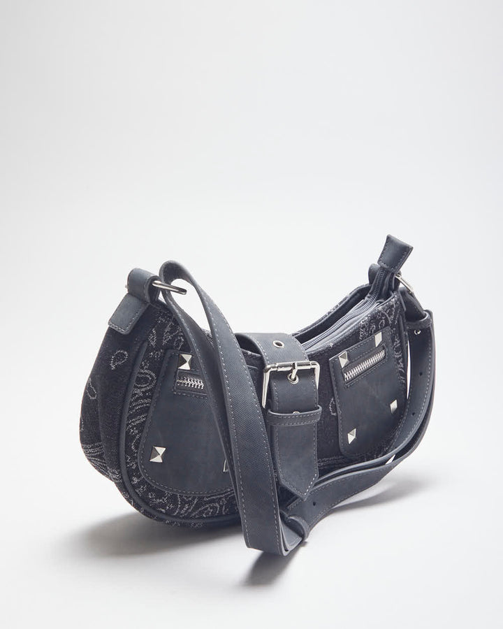Y2k 00s Paisley Pattern Studded Mini Shoulder Bag
