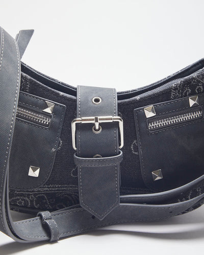Y2k 00s Paisley Pattern Studded Mini Shoulder Bag