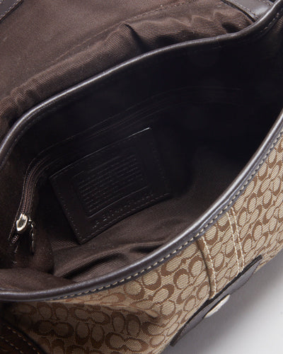 Coach Brown Leather Monogram Mini Handbag