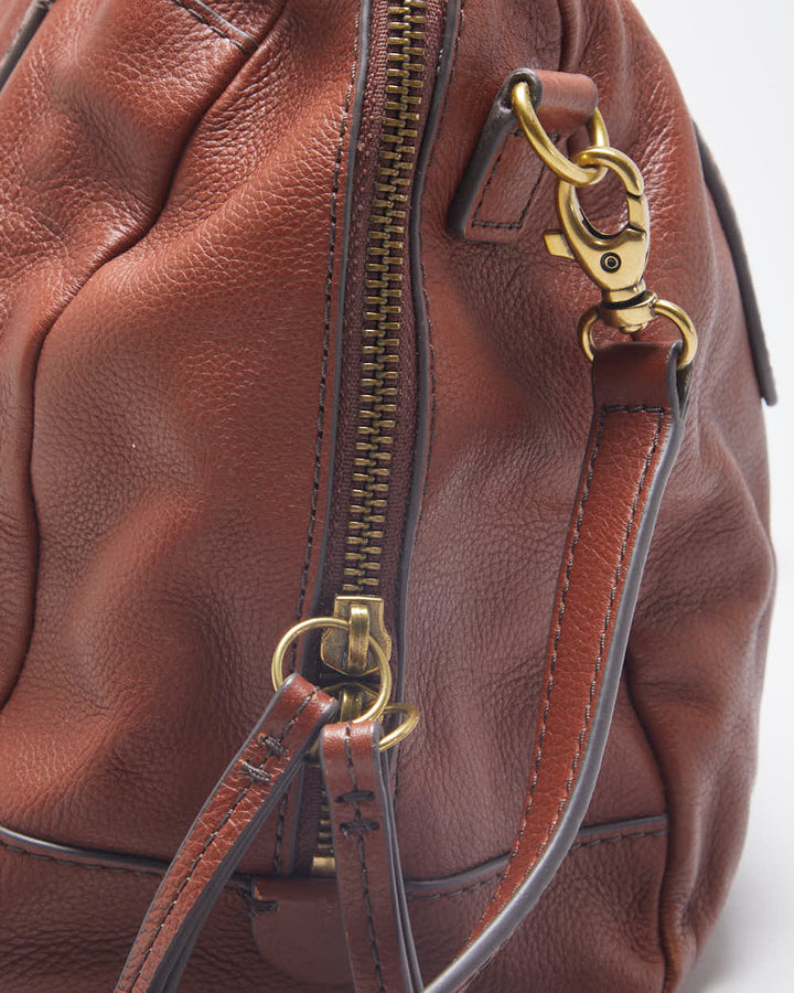Zac Fossil Brown Leather Cross-body Bag