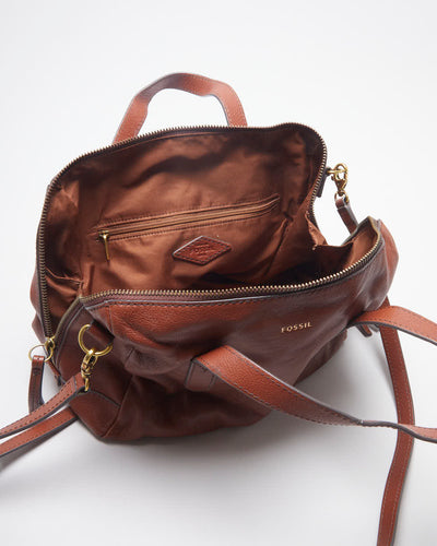 Zac Fossil Brown Leather Cross-body Bag