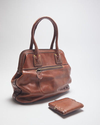 Vintage Coach Brown Leather Handbag & PUrse