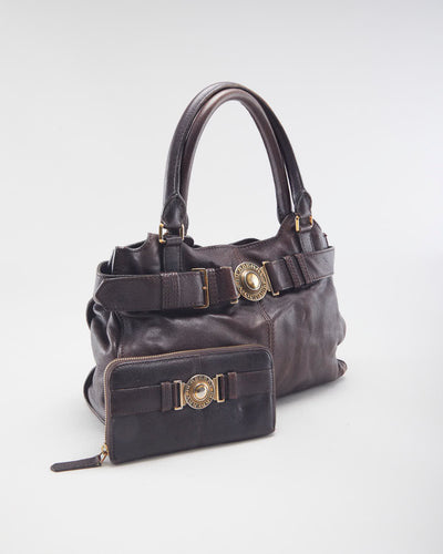 Vintage Burberry Brown Leather Handbag & Purse