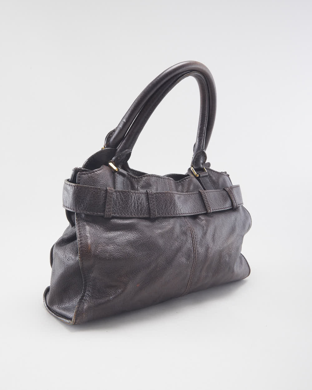 Vintage Burberry Brown Leather Handbag & Purse