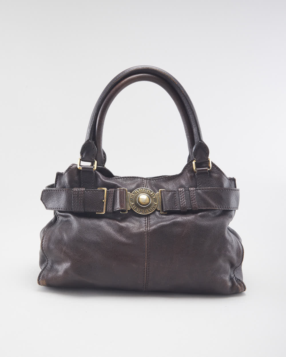 Vintage Burberry Brown Leather Handbag & Purse