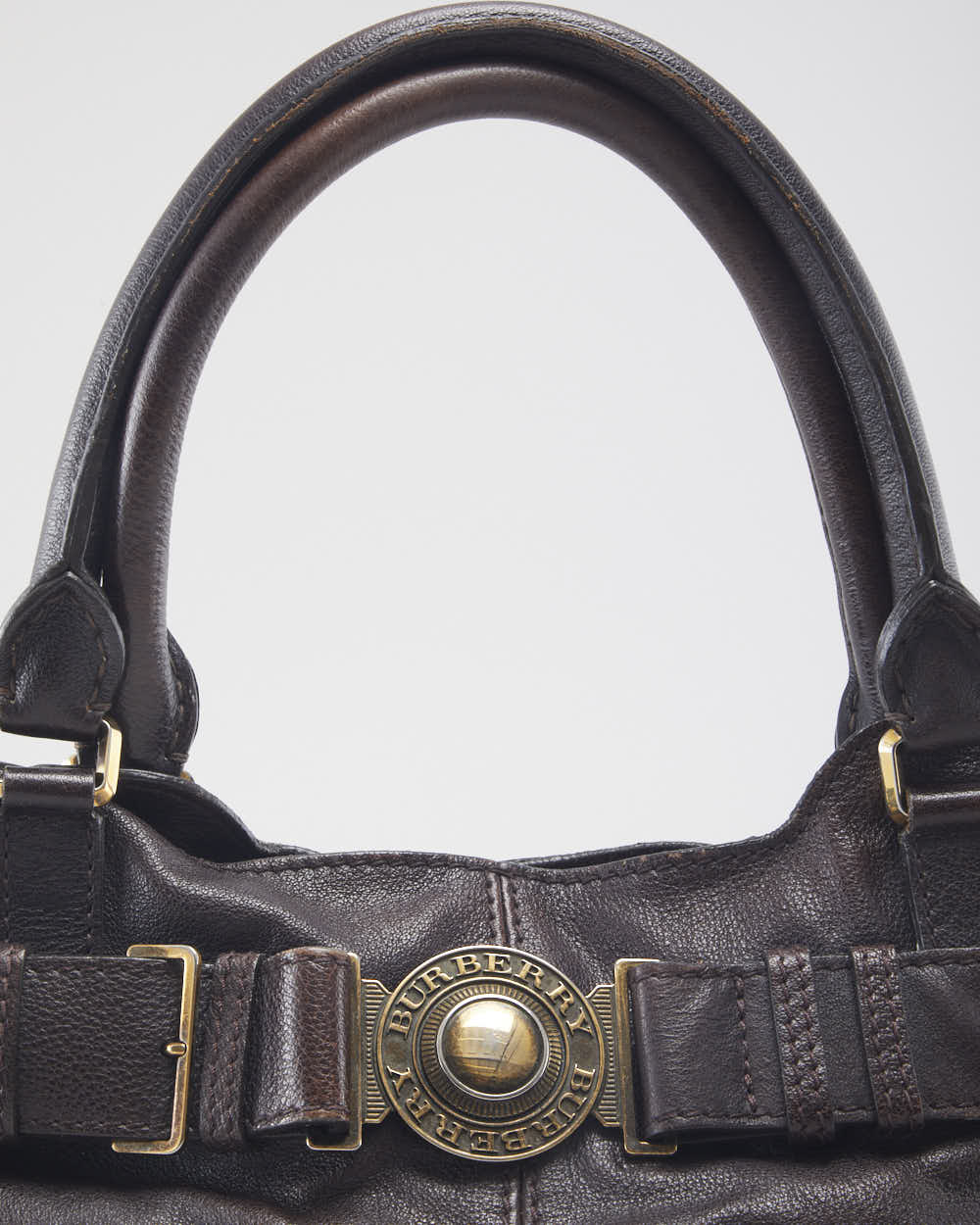 Vintage Burberry Brown Leather Handbag & Purse