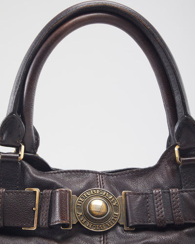 Vintage Burberry Brown Leather Handbag & Purse