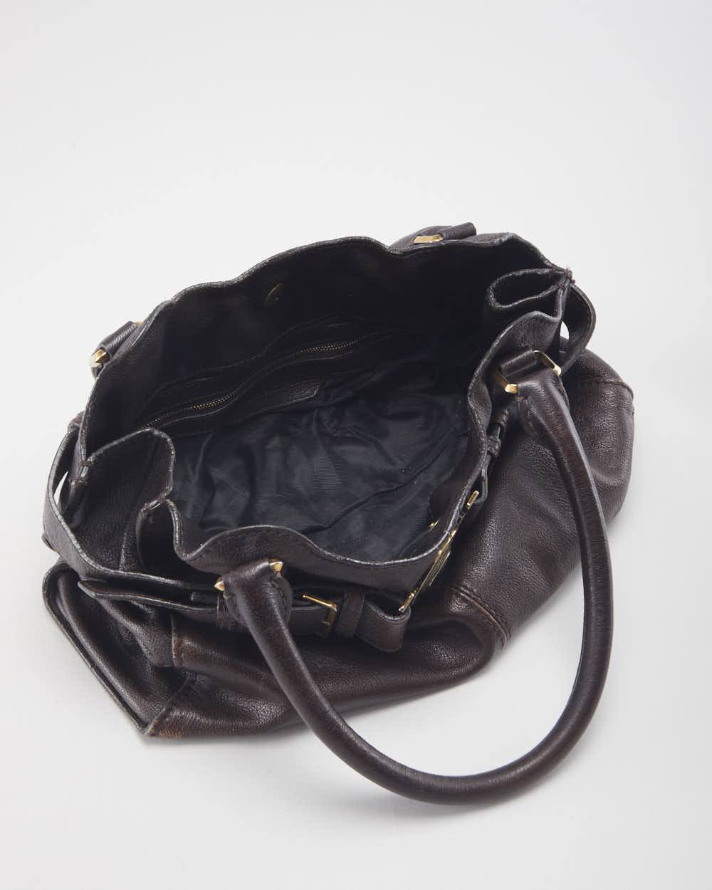 Vintage Burberry Brown Leather Handbag & Purse