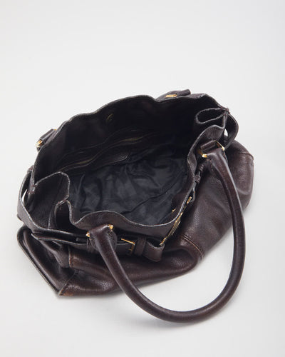 Vintage Burberry Brown Leather Handbag & Purse