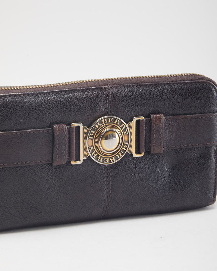 Vintage Burberry Brown Leather Handbag & Purse