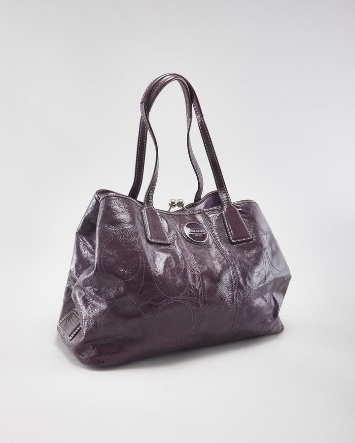 Y2k 00s Coach Patent Leather Purple Handbag