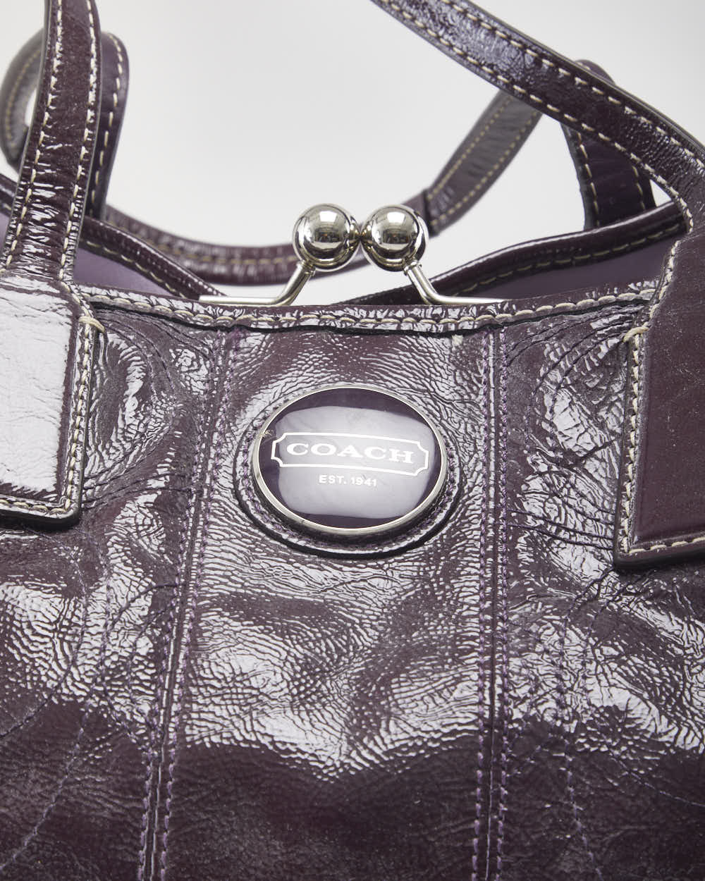 Y2k 00s Coach Patent Leather Purple Handbag