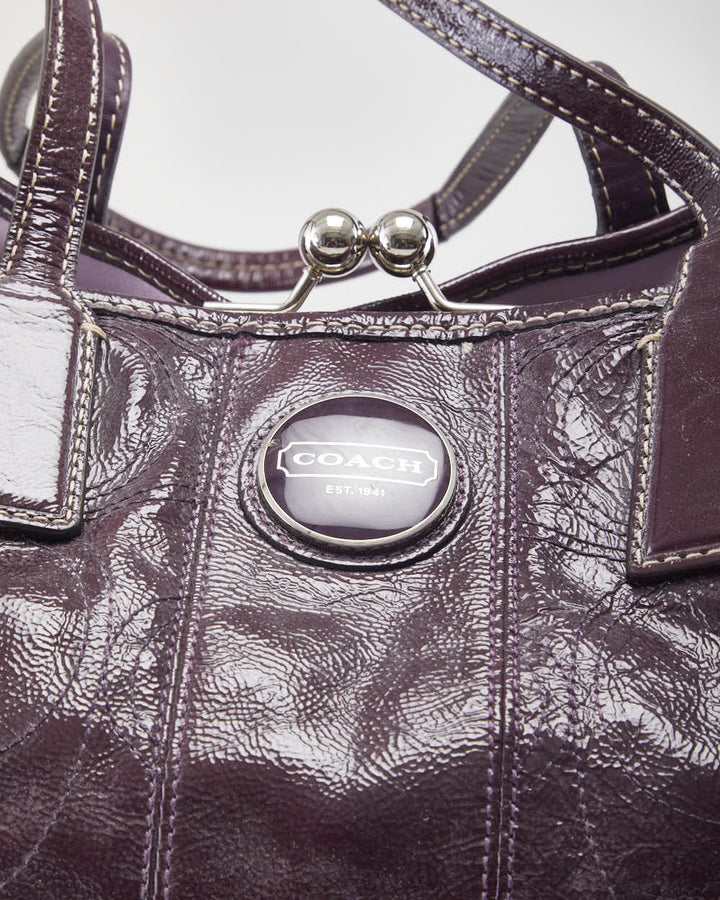 Y2k 00s Coach Patent Leather Purple Handbag