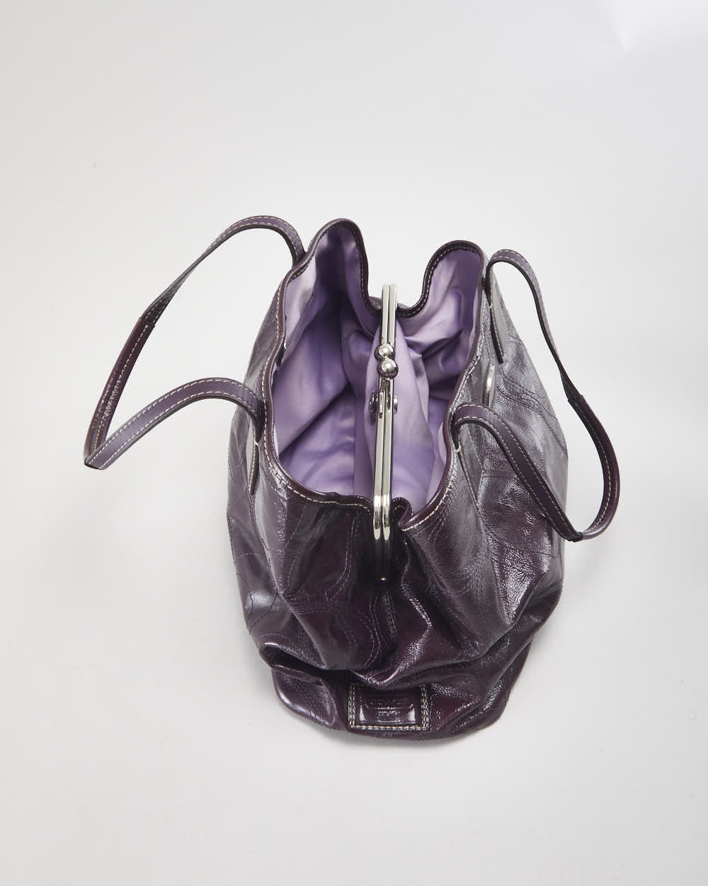 Y2k 00s Coach Patent Leather Purple Handbag – Rokit