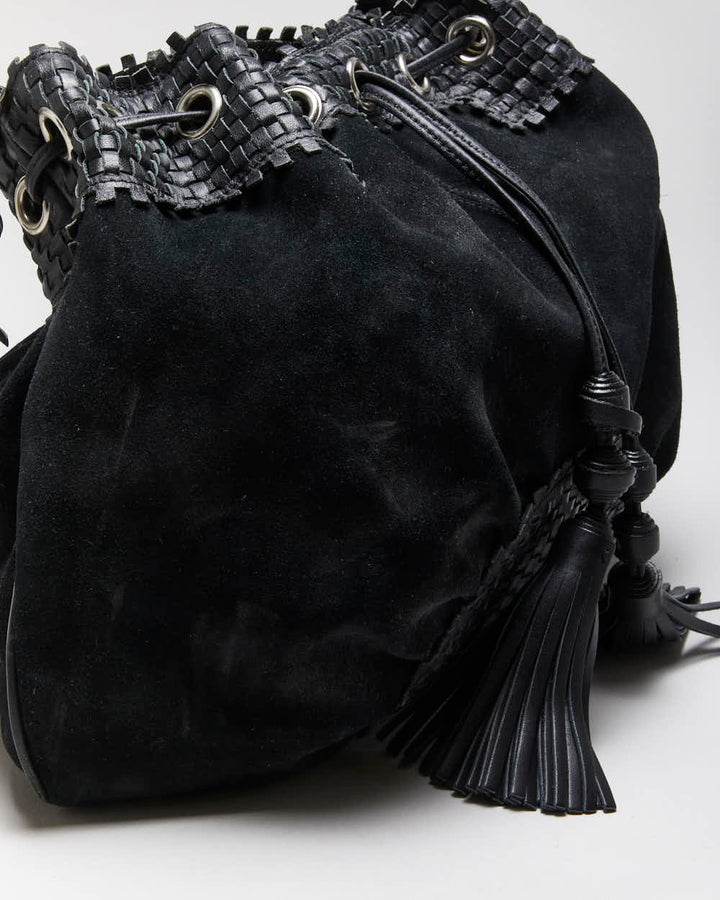 Vintage Danier Black Leather & Suede Handbag