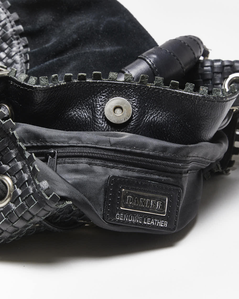 Vintage Danier Black Leather & Suede Handbag