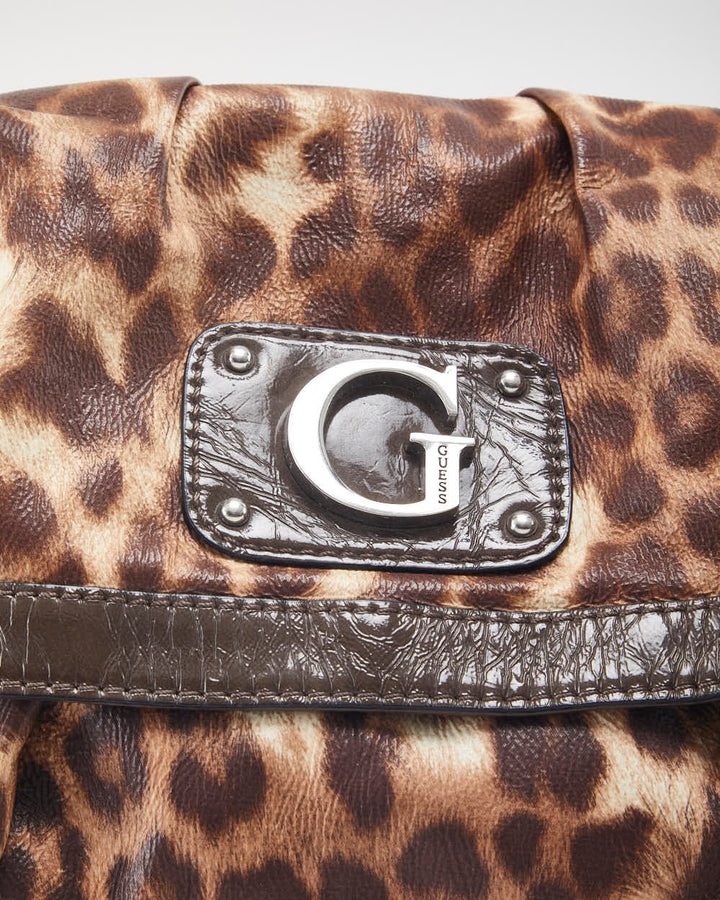 Y2k 00s Guess Leopard Print Handbag