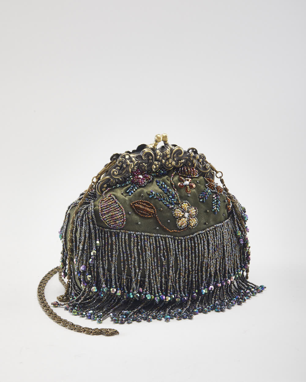 Vintage Beaded Clasp Crossbody Bag