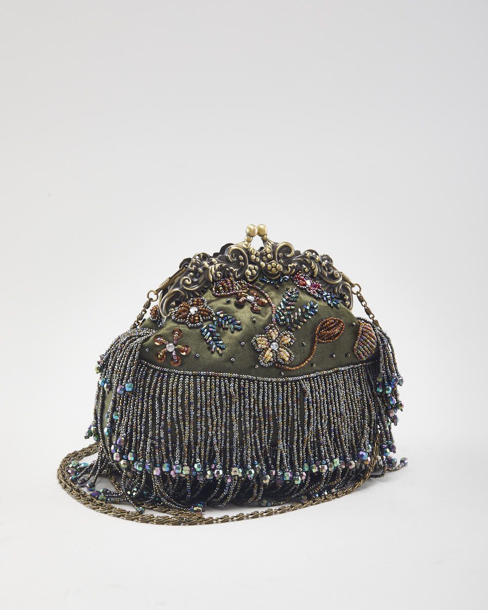 Vintage Beaded Clasp Crossbody Bag