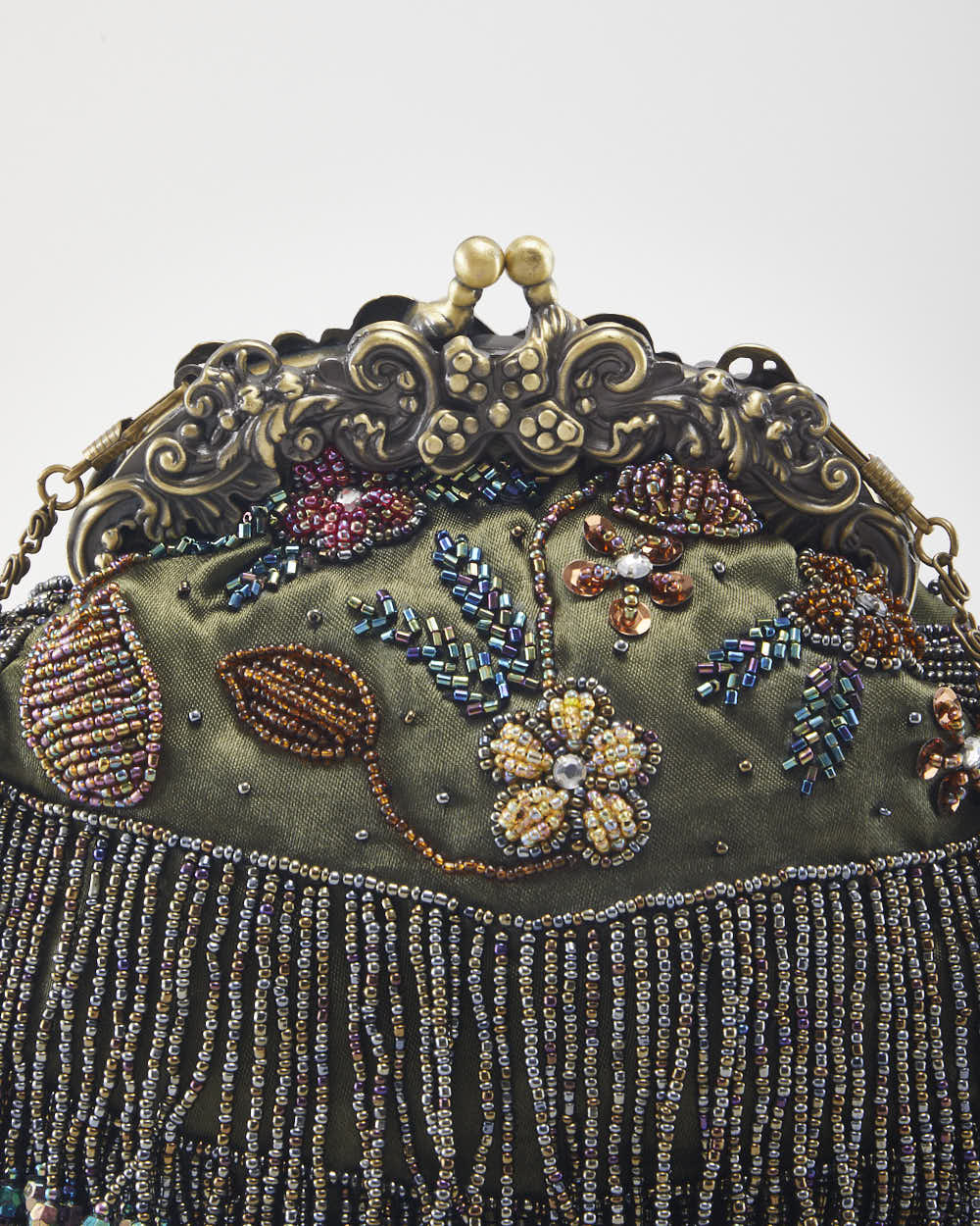 Vintage Beaded Clasp Crossbody Bag