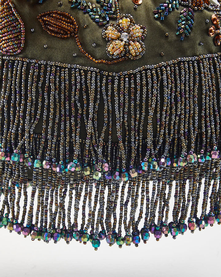 Vintage Beaded Clasp Crossbody Bag