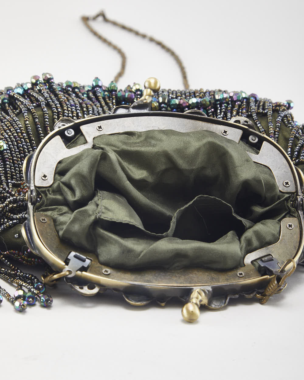 Vintage Beaded Clasp Crossbody Bag