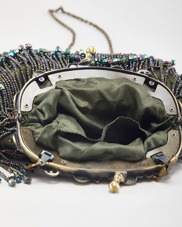 Vintage Beaded Clasp Crossbody Bag