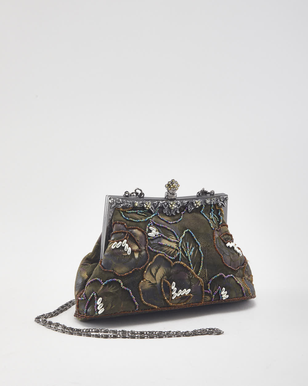 Vintage Beaded Clasp Crossbody Bag
