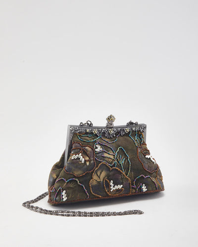 Vintage Beaded Clasp Crossbody Bag