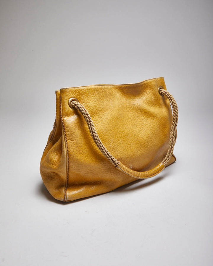 Vintage Plinio Visona Yellow Leather Handbag