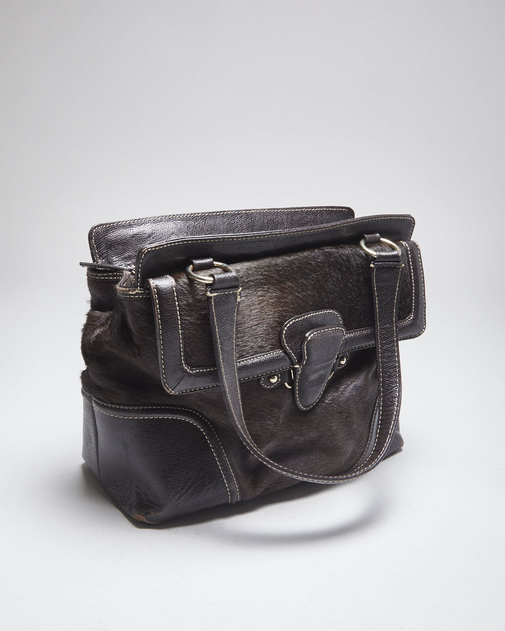Vintage Talbots Brown Leather Hide Handbag
