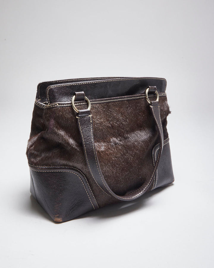 Vintage Talbots Brown Leather Hide Handbag