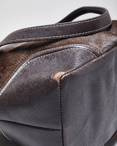 Vintage Talbots Brown Leather Hide Handbag