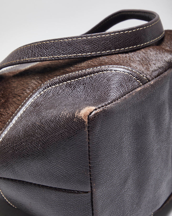 Vintage Talbots Brown Leather Hide Handbag