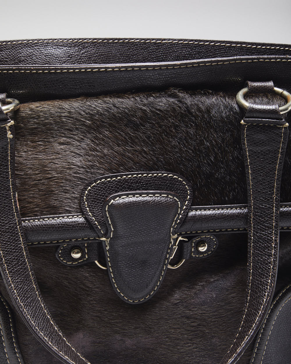 Vintage Talbots Brown Leather Hide Handbag