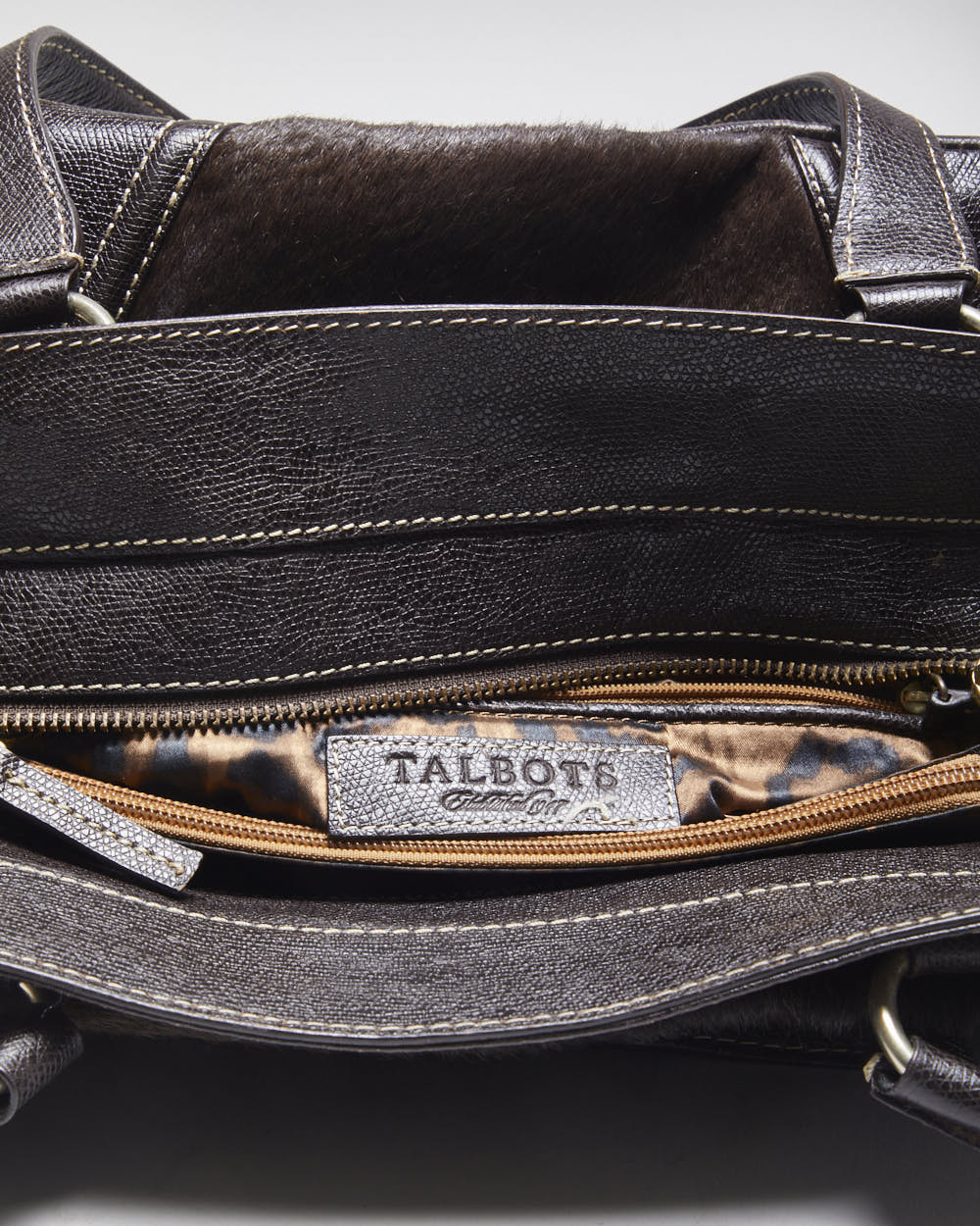 Vintage Talbots Brown Leather Hide Handbag