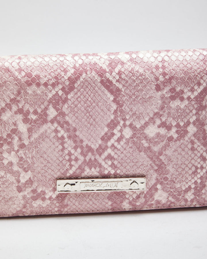 Betsey Johnson Pink Faux Snake Purse