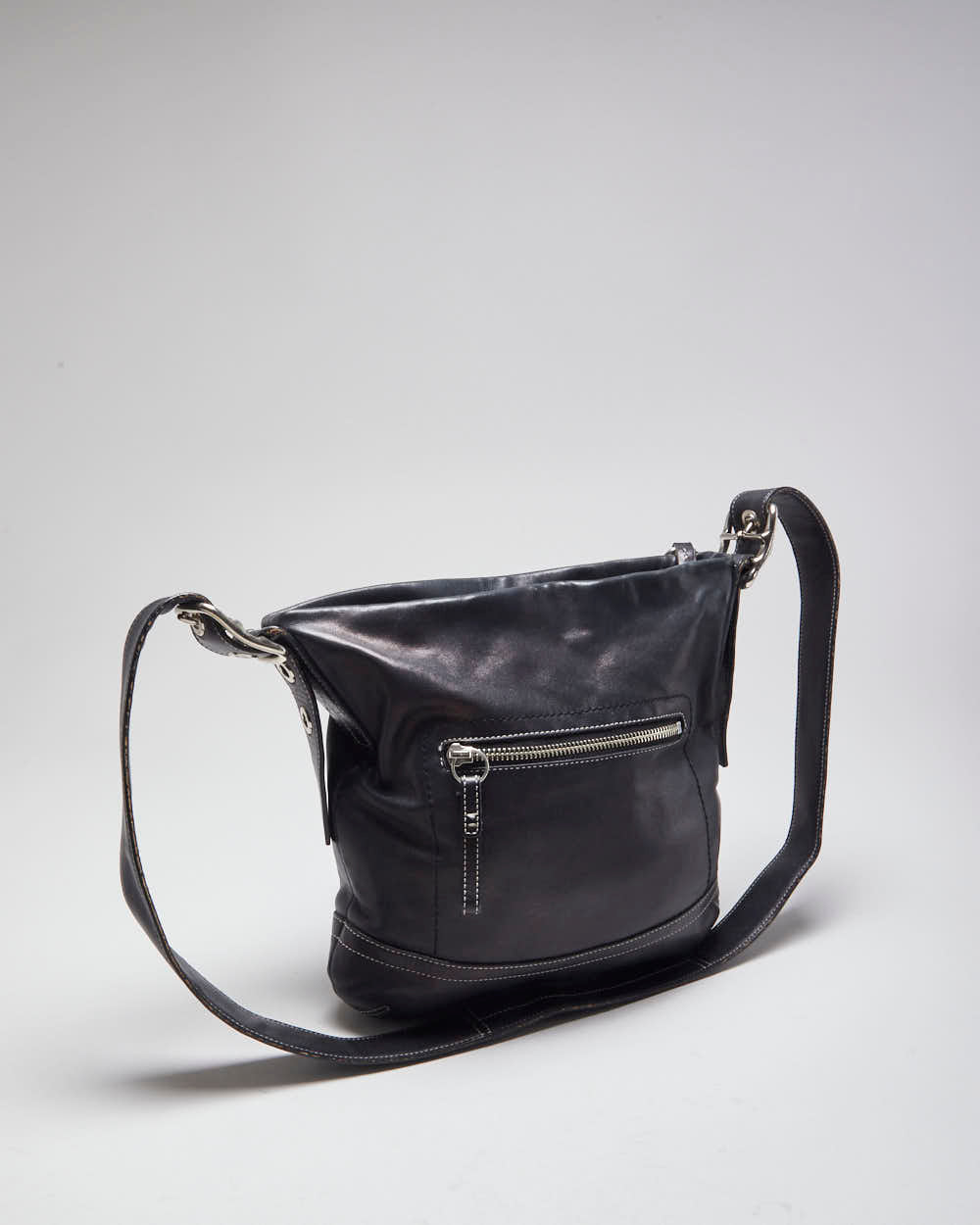 Y2K Coach Black Soft Leather Cross-body Bag