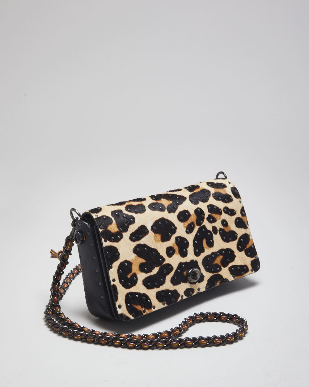 Coach Dinky Leopard Embellished Cross-body Bag