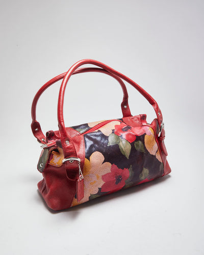 Y2K Soprano Red Leather Floral Handbag