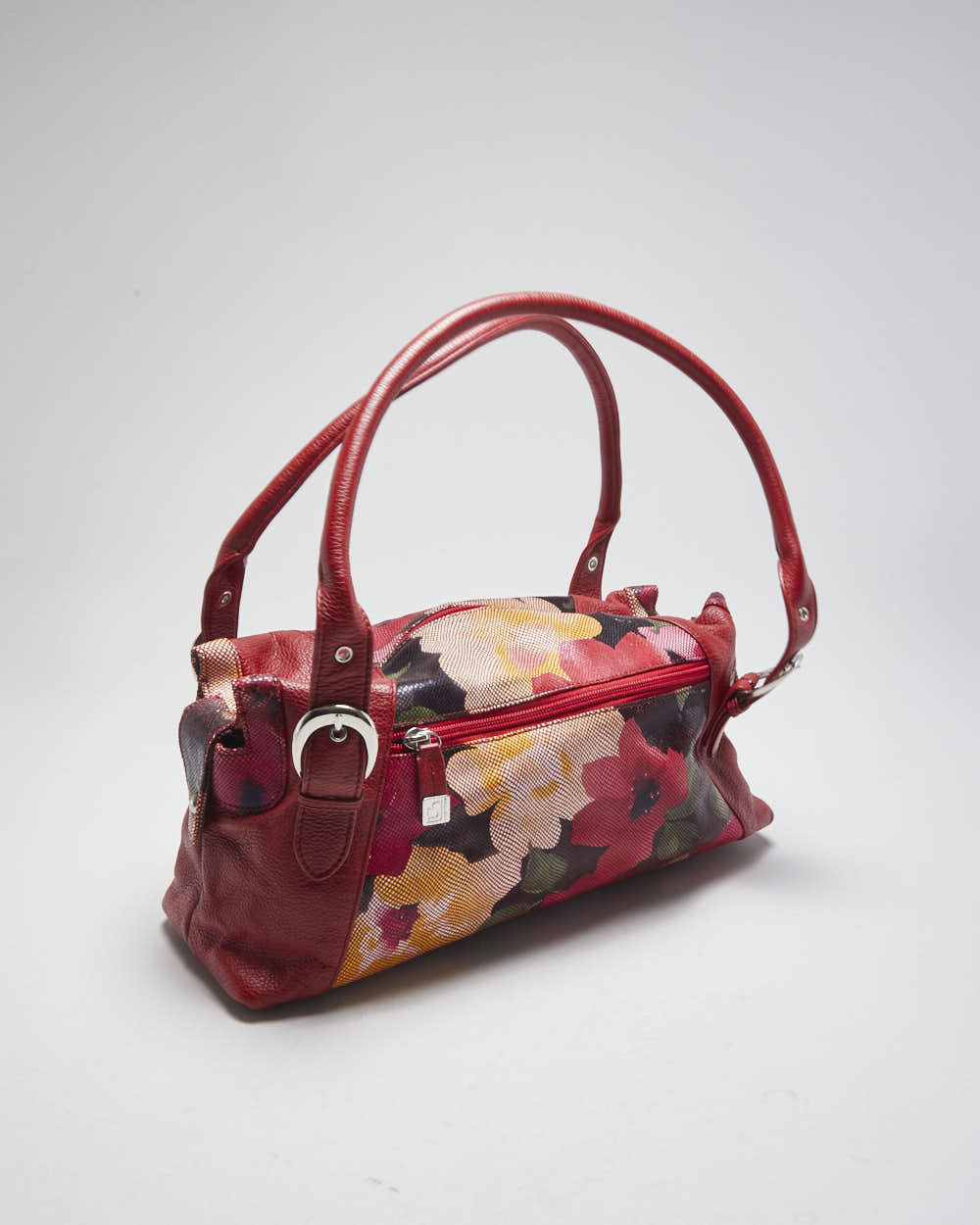 Y2K Soprano Red Leather Floral Handbag