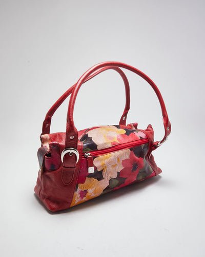 Y2K Soprano Red Leather Floral Handbag