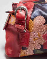 Y2K Soprano Red Leather Floral Handbag