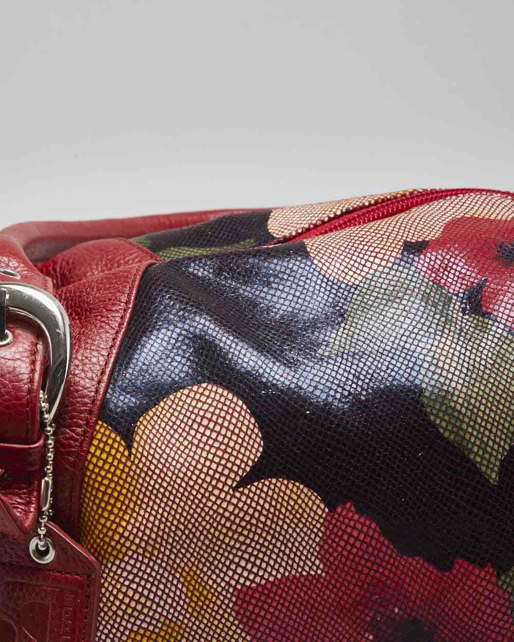 Y2K Soprano Red Leather Floral Handbag
