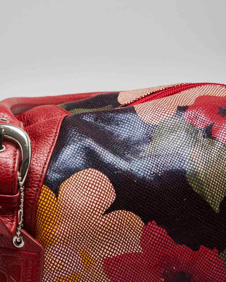 Y2K Soprano Red Leather Floral Handbag