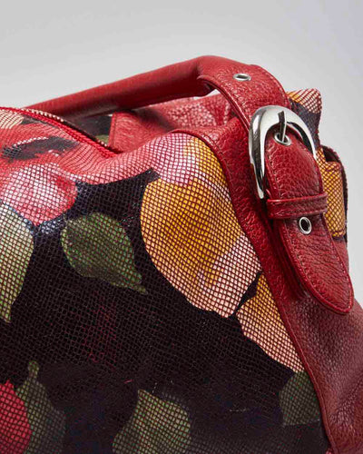 Y2K Soprano Red Leather Floral Handbag
