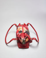 Y2K Soprano Red Leather Floral Handbag