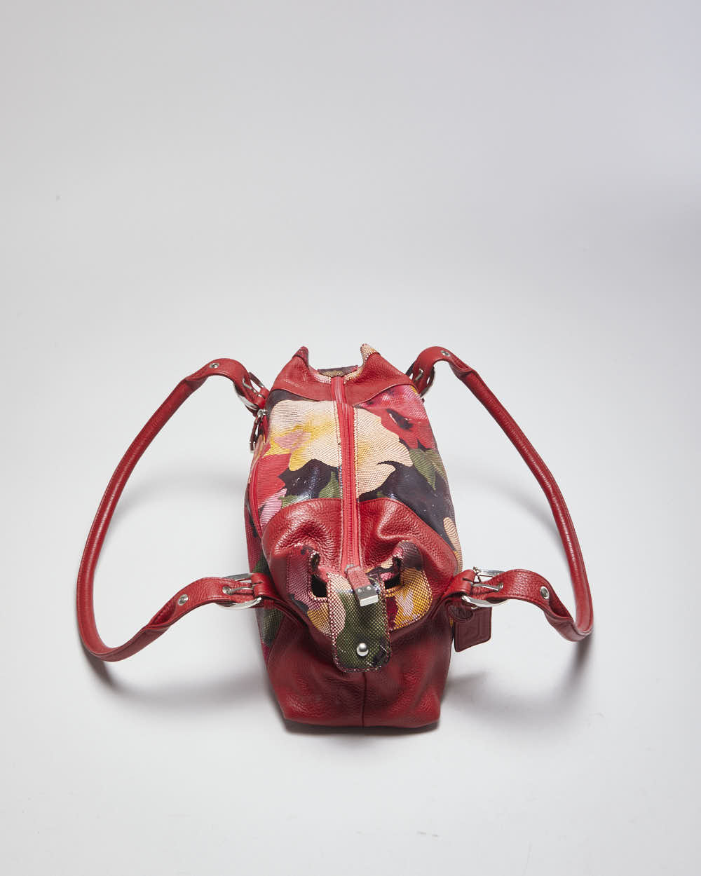 Y2K Soprano Red Leather Floral Handbag
