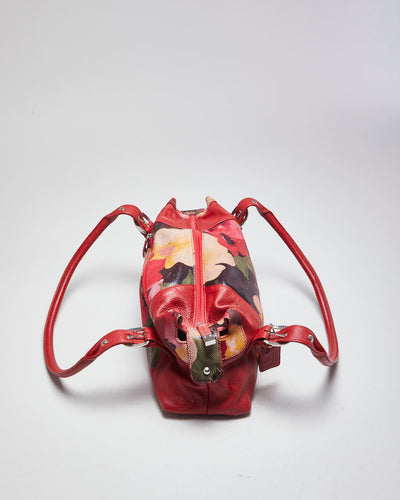 Y2K Soprano Red Leather Floral Handbag